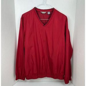 Izod X-Treme Function Golf Red V-Neck Pullover Jacket Windbreaker Vintage Style